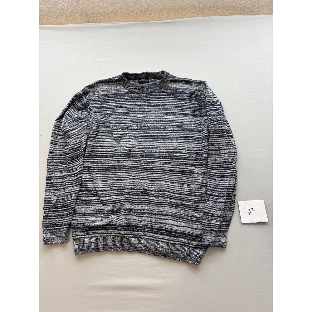 NEXT Mens XL Blue Gray White Striped Marled Crew Neck Sweater Regular Fit